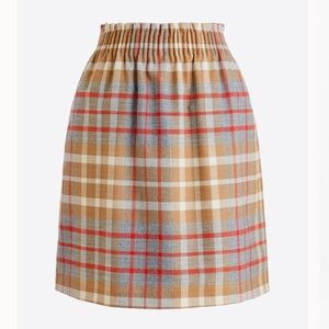 J CREW wool sidewalk skirt in plaid Sz 4 Pull-on with Pockets Academia
